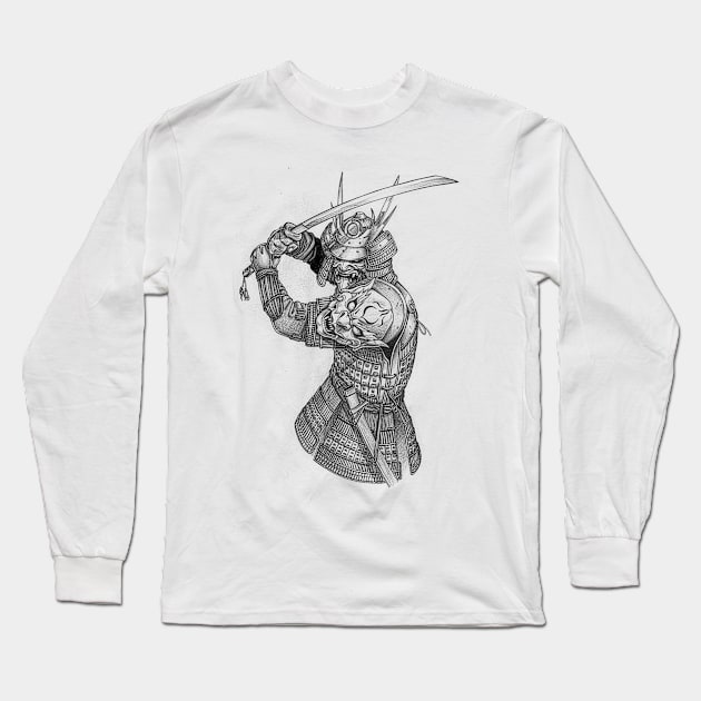 Samurai Vintage basic illustrator Long Sleeve T-Shirt by amalia23